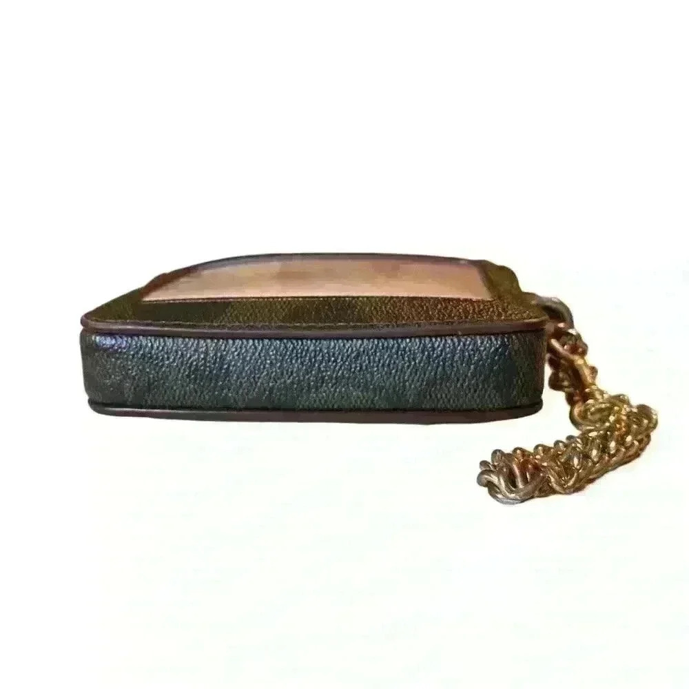 COACH Signature Zip Card Case in Mahogany/Shell Pink 3”X4” - Picture 4 of 8